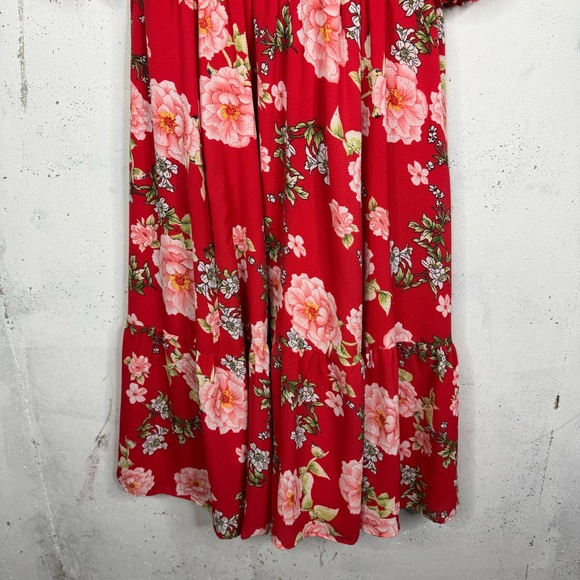 Wayward Fancies Eshakti Flora Print Ruched Half Sleeve Ruffle Trim Scoop Dress - Picture 3 of 11